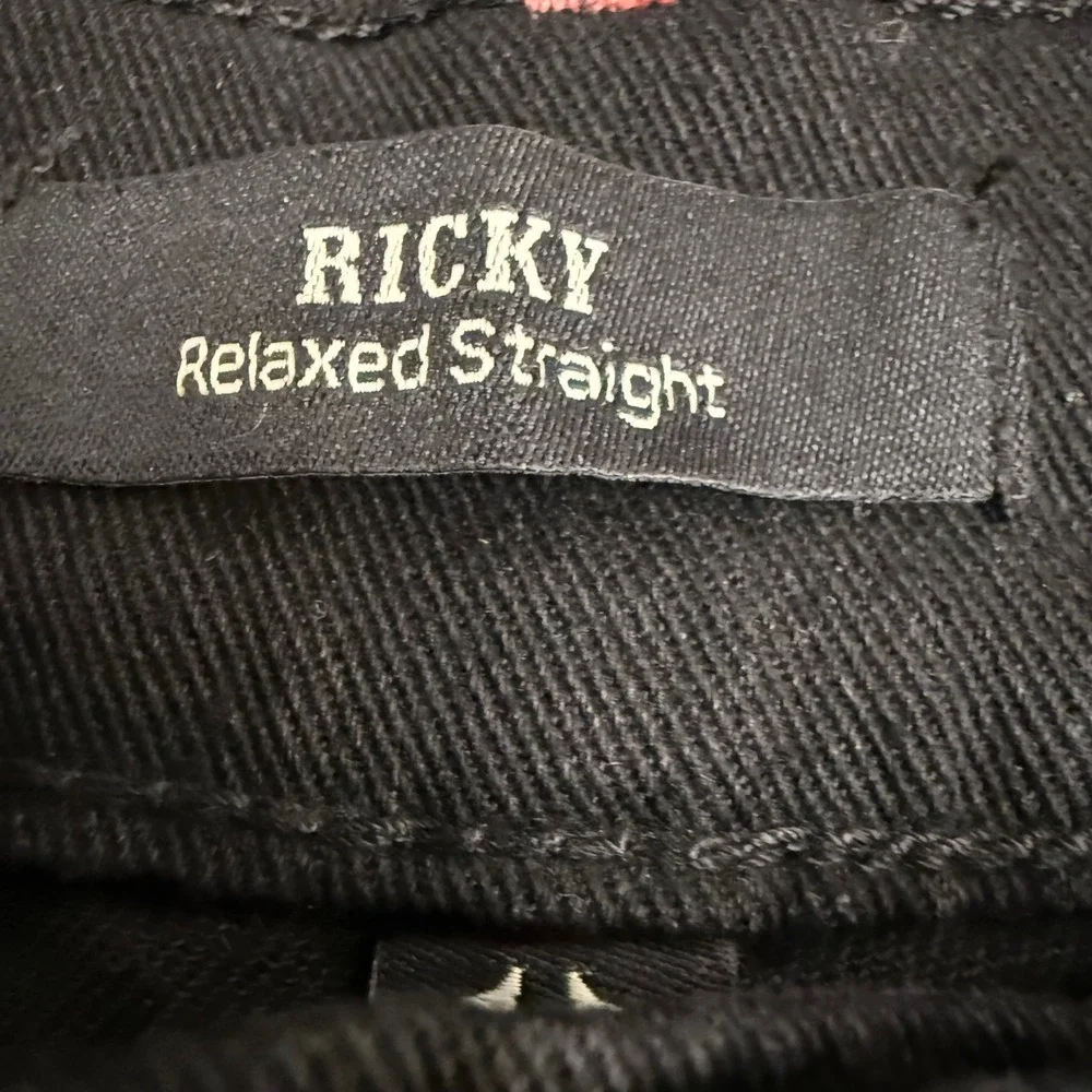 True Religion Ricky Black Rinse Relaxed Straight‎ Jeans Mens Size 38x34